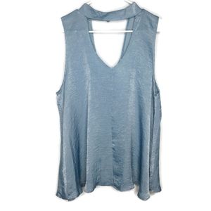 Peppermint Blue Grey Shimmer Choker Swing Tank